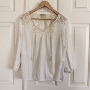 Lucky Brand Top with Crochet Neckline